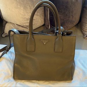 Prada Daino (Pebble) Leather Top-Handle Tote